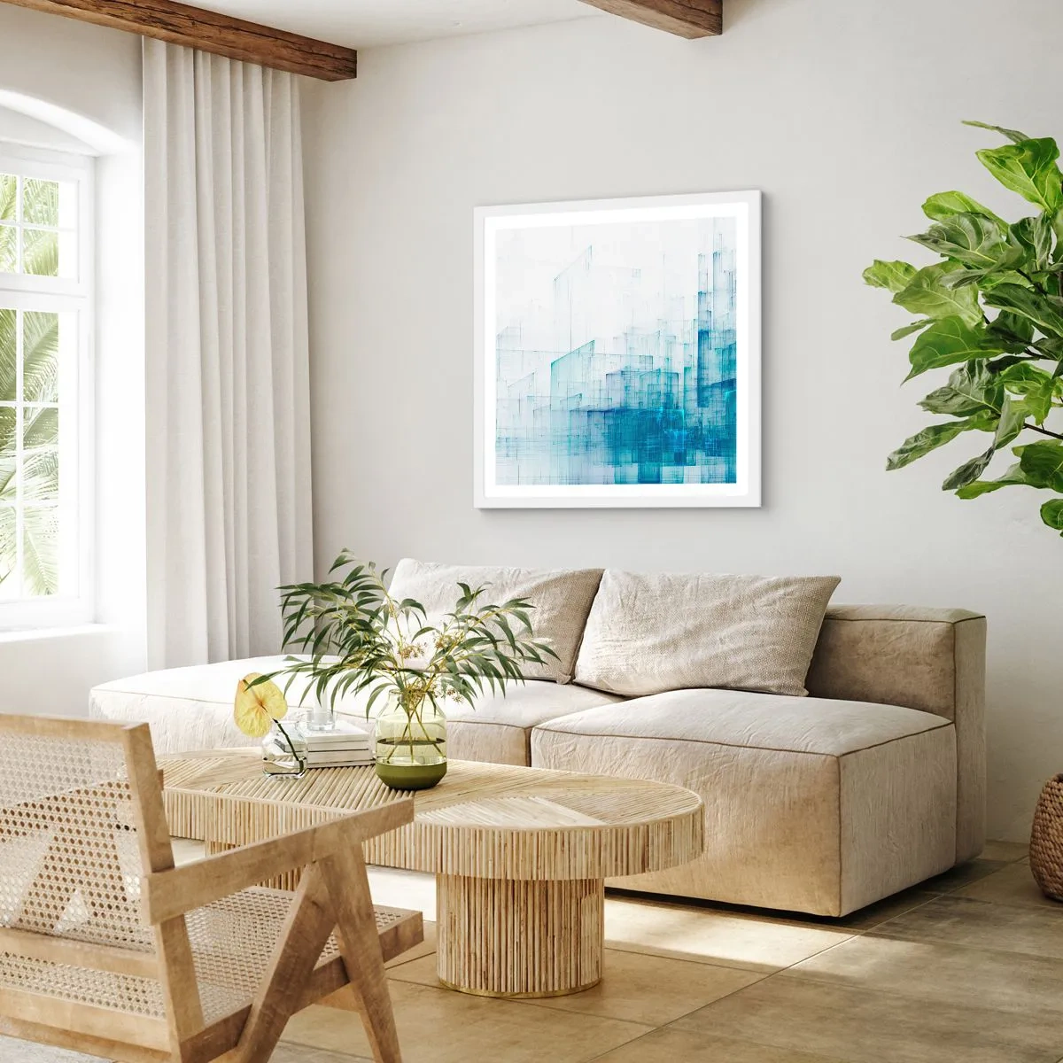 Poster in einem weißen Rahmen - Wie der Raum wgeschaffen urde - 50x50 cm