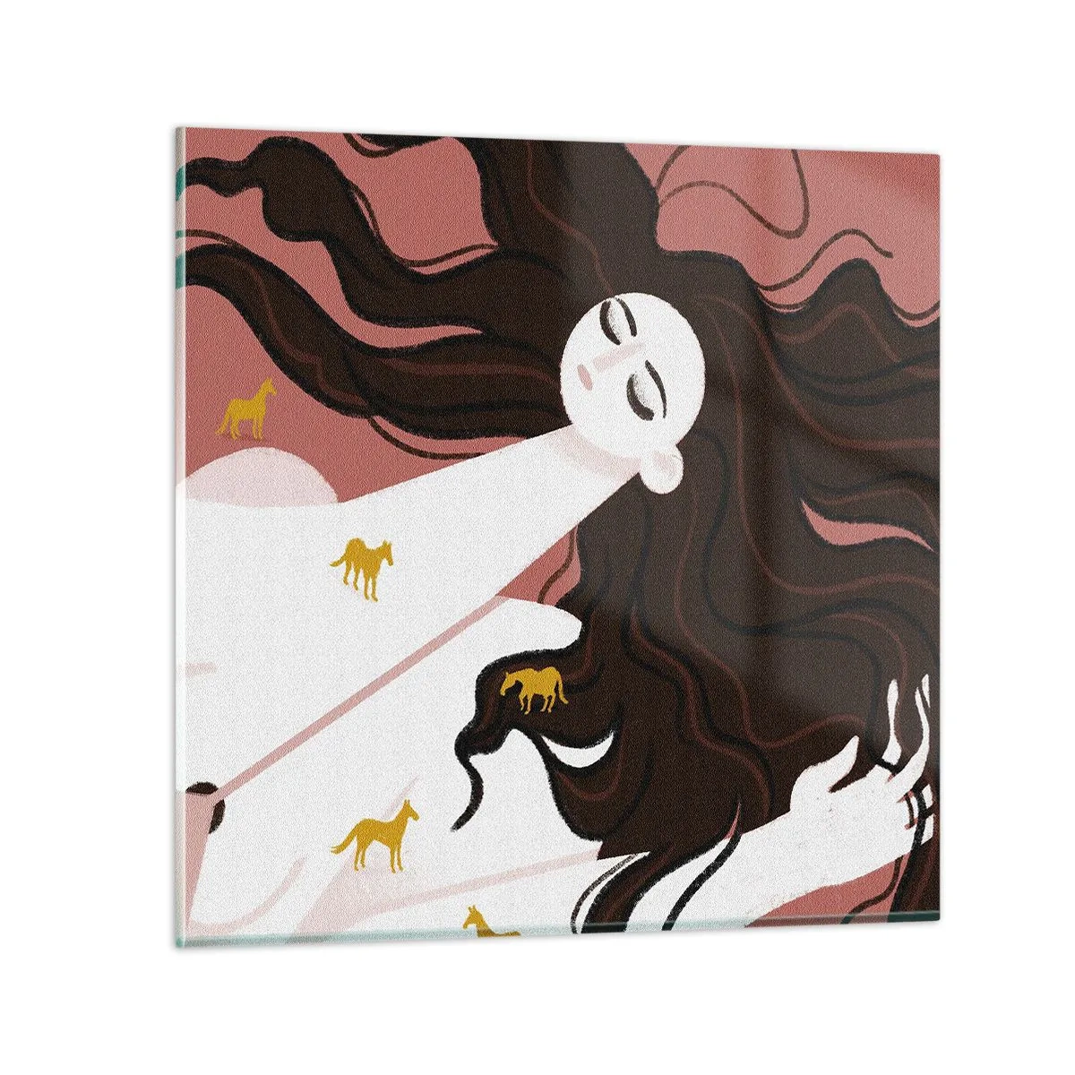 Glasbild - Bild auf glas - Traum von einem goldenen Pferd - 50x50 cm