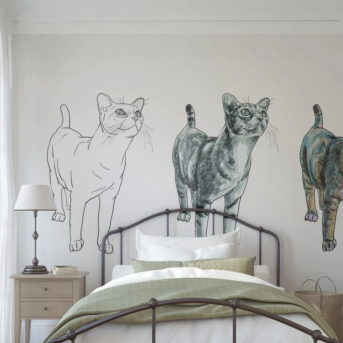 Fototapete Standard Eco - Zeichenunterricht - Tiere, Katze, Für Kinder - 200x140 cm