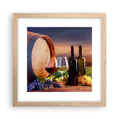 Poster in einem Rahmen aus heller Eiche - Hier schmeckt das Leben - 30x30 cm