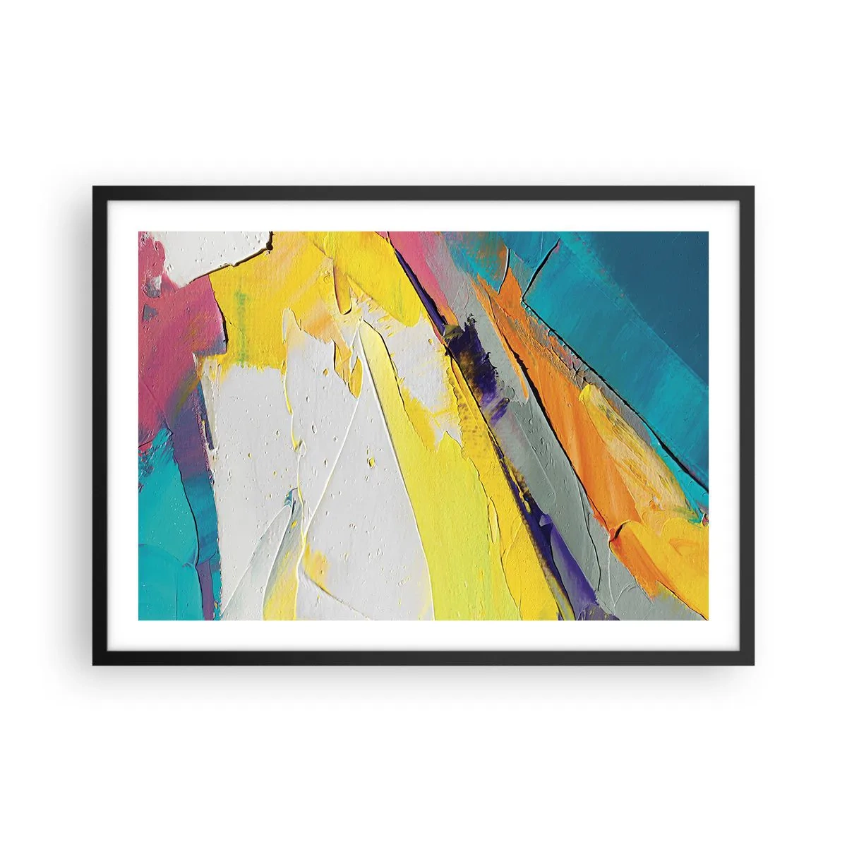 Poster in einem schwarzem Rahmen - Eine abstrakte Komposition in intensiven Farben - 70x50cm - Die Anatomie des Lichts - Moderne Wanddekoration für Wohnzimmer und Schlafzimmer ARTTOR