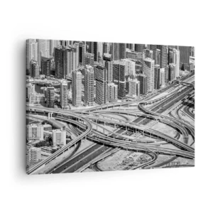 Bild auf Leinwand - Leinwandbild - Dubai aus der Vogelperspektive - 70x50cm - Dubai - die unmögliche Stadt - Moderne Wanddekoration für Wohnzimmer und Schlafzimmer ARTTOR