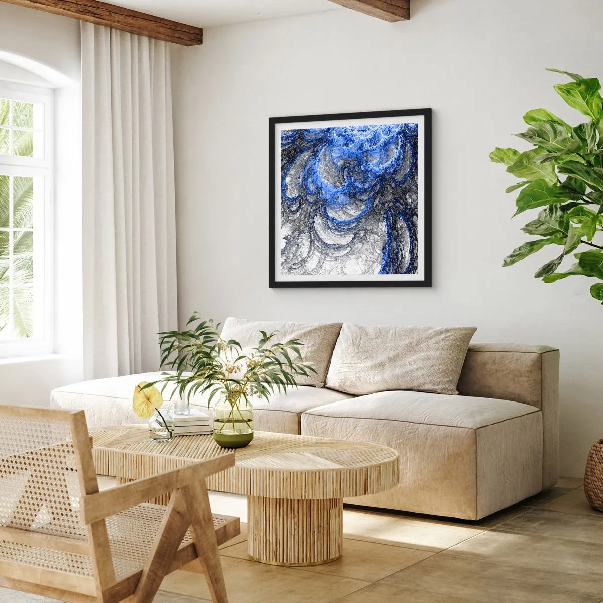 Poster in einem schwarzem Rahmen - Die Geburt einer Welle - 60x60 cm