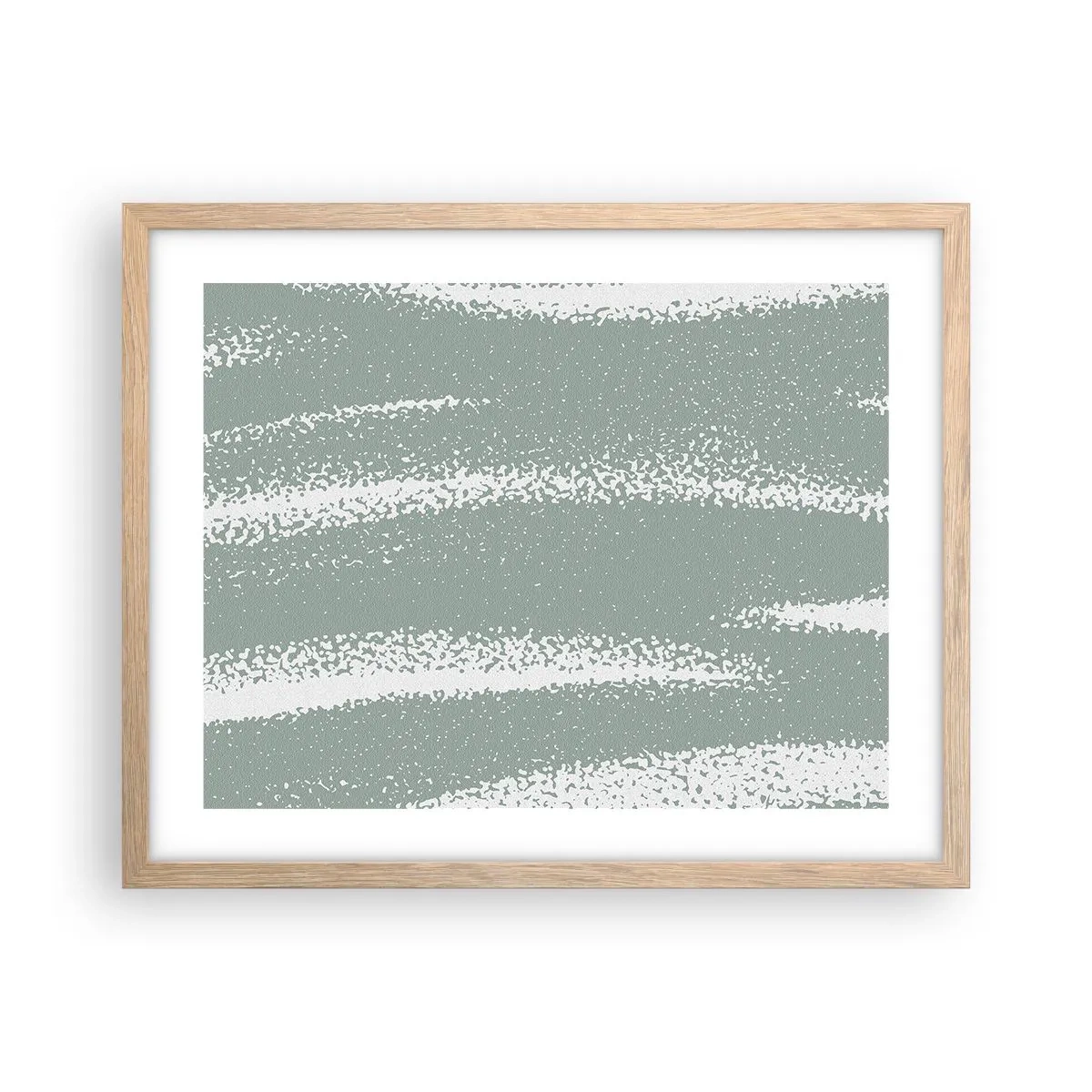 Poster in einem Rahmen aus heller Eiche - Abstraktion im Winterklima - 50x40 cm