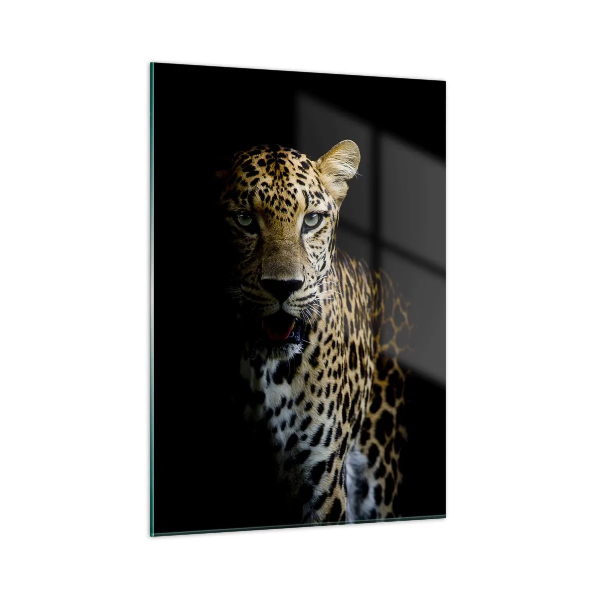 Glasbild - Bild auf glas - Löwe im Schatten - 50x70cm - Dunkle Schönheit - Moderne Wanddekoration für Wohnzimmer und Schlafzimmer ARTTOR