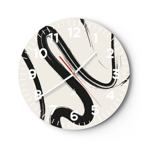 Wanduhr - Glasuhr - Schwarz-Weiß-Laune - 30x30 cm