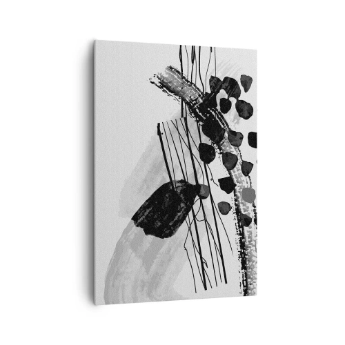 Bild auf Leinwand - Leinwandbild - Schwarz-weiße abstrakte Komposition mit organischen Formen - 70x100cm - Organische Schwarz-Weiß-Abstraktion - Moderne Wanddekoration für Wohnzimmer und Schlafzimmer ARTTOR
