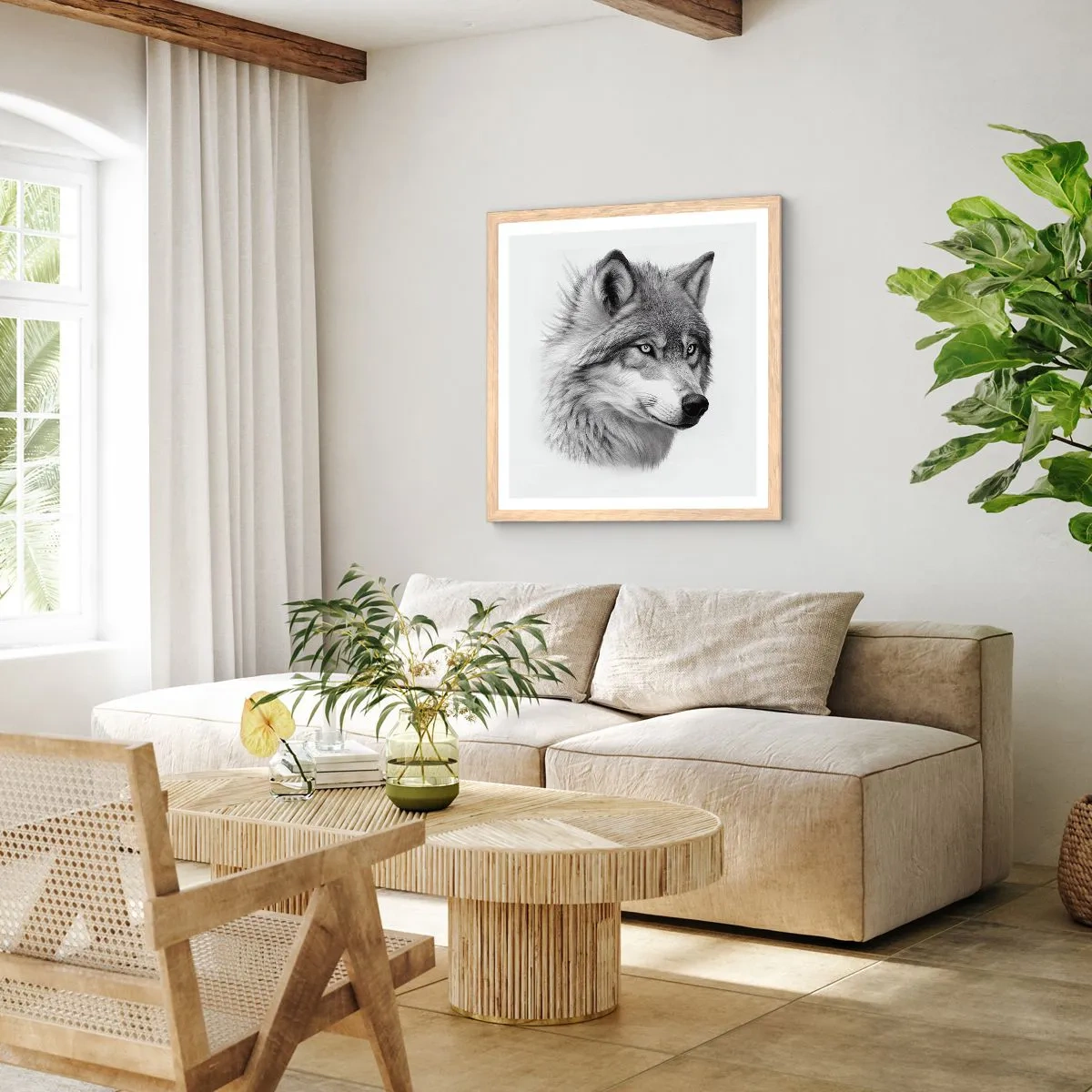 Poster in einem Rahmen aus heller Eiche - Alpha – ohne Zweifel - 60x60 cm