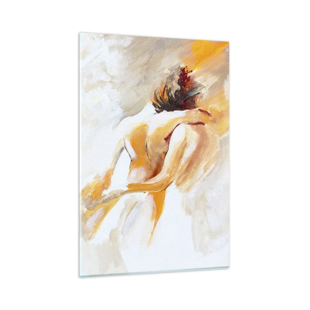 Glasbild - Bild auf glas - Abstrakte Szene einer romantischen Umarmung - 80x120cm - Am Himmel der Nähe - Moderne Wanddekoration für Wohnzimmer und Schlafzimmer ARTTOR