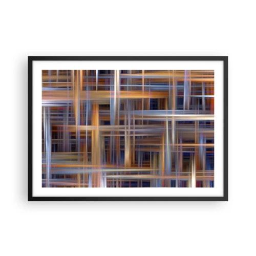Poster in einem schwarzem Rahmen - Abstrakte geometrische Muster in Pastellfarben - 70x50cm - Aus Licht gewebt - Moderne Wanddekoration für Wohnzimmer und Schlafzimmer ARTTOR