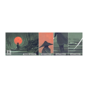 Fototapeten Muster Premium Canvas - Krieger des Roten Mondes - Abstraktion, Fantasie, Krieger - 100x30 cm
