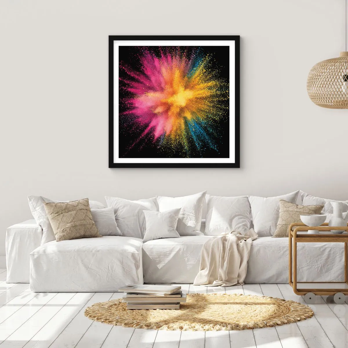 Poster in einem schwarzem Rahmen - Die Geburt der Farben - 30x30 cm