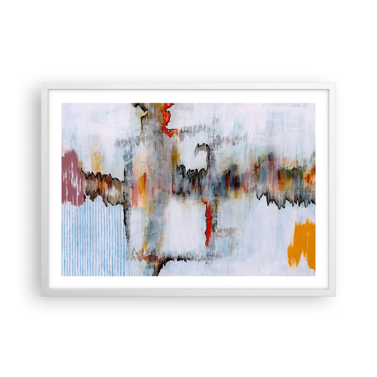Poster in einem weißen Rahmen - Ein Stock auf dem Wasser - 70x50 cm