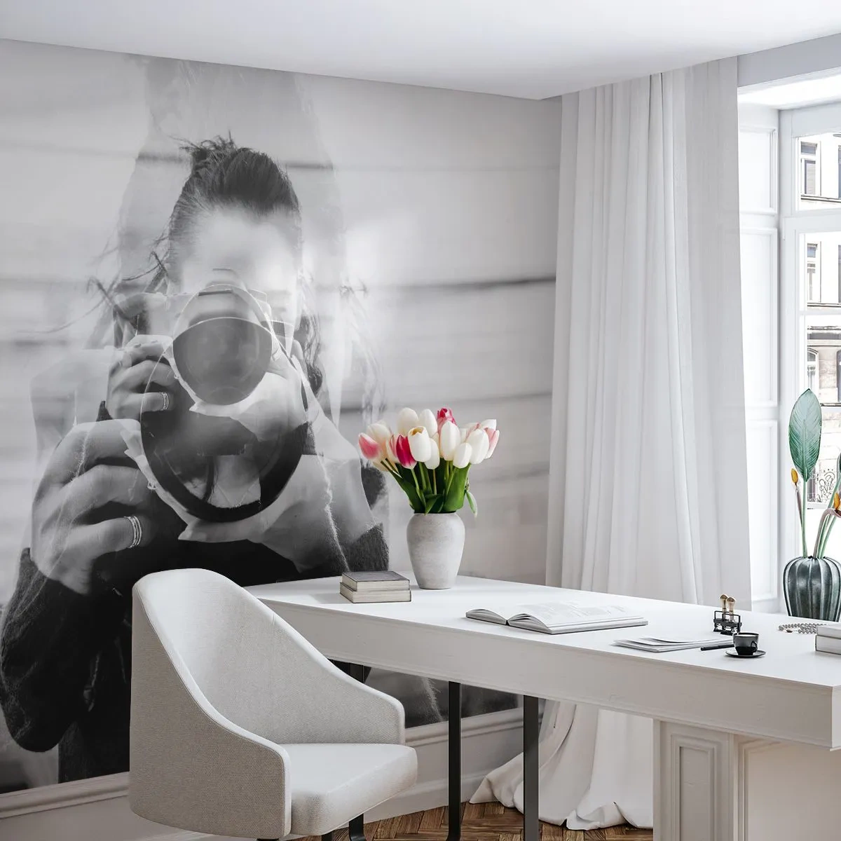 Fototapete Premium Canvas - Schöpfer und Material - Abstraktion, Fotograf, Frau - 150x105 cm