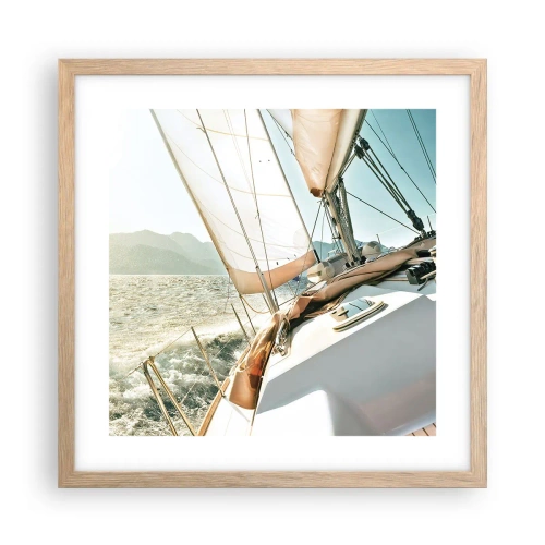 Poster in einem Rahmen aus heller Eiche - Unter vollen Segeln - 40x40 cm