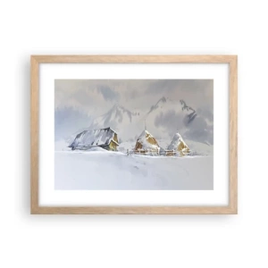Poster in einem Rahmen aus heller Eiche - In einem verschneiten Talkessel - 40x30 cm