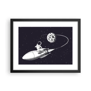 Poster in einem schwarzem Rahmen - Weltraumsurfer - 40x30 cm