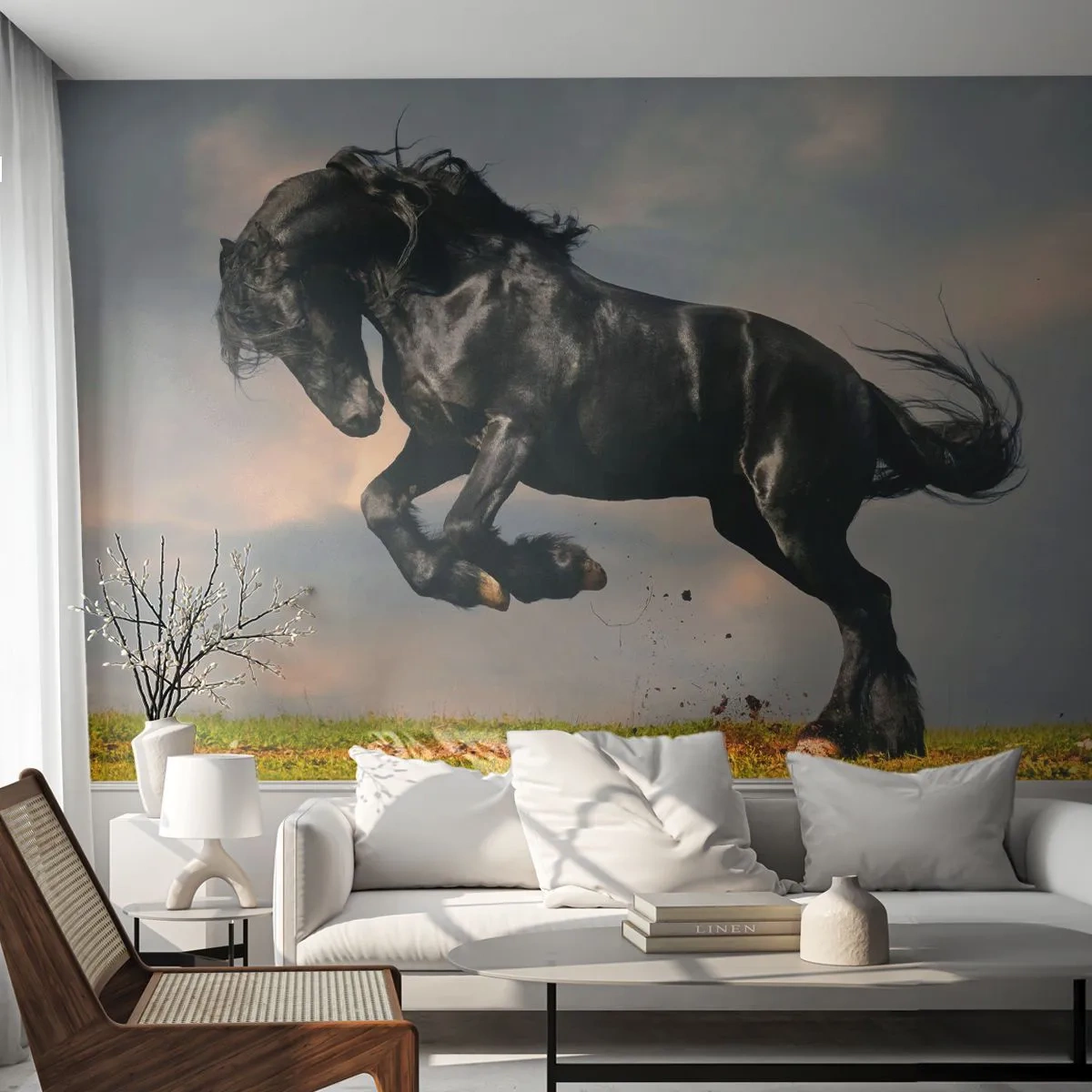 Fototapete Premium Canvas - Schön und frei - Tiere, Pferd, Landschaft - 250x175 cm