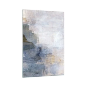 Glasbild - Bild auf glas - Dezente abstrakte Punkte in Blau- und Beigetönen - 70x100cm - Farbtöne und Akkorde - Moderne Wanddekoration für Wohnzimmer und Schlafzimmer ARTTOR