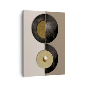 Bild auf Leinwand - Leinwandbild - Abstrakte Kreise in Gold- und Brauntönen - 50x70cm - Variationen rund um den Kreis - Moderne Wanddekoration für Wohnzimmer und Schlafzimmer ARTTOR