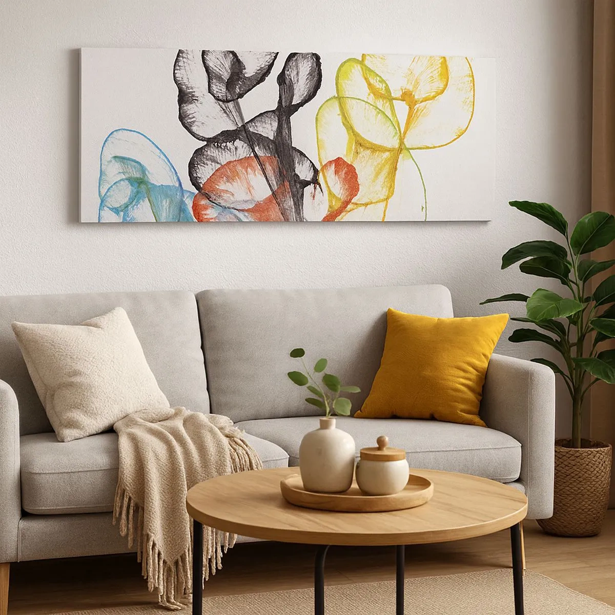 Bild auf Leinwand - Leinwandbild - Blumen mit Seele - 100x40 cm