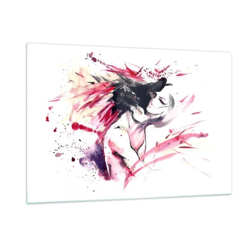 Glasbild - Bild auf glas - Eine abstrakte Figur in dynamischen Aquarellfarben. - 120x80cm - Eine Liebeserfüllung - Moderne Wanddekoration für Wohnzimmer und Schlafzimmer ARTTOR