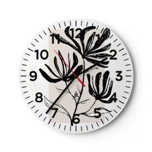 Wanduhr - Glasuhr - Skizze für das Herbarium - 30x30 cm