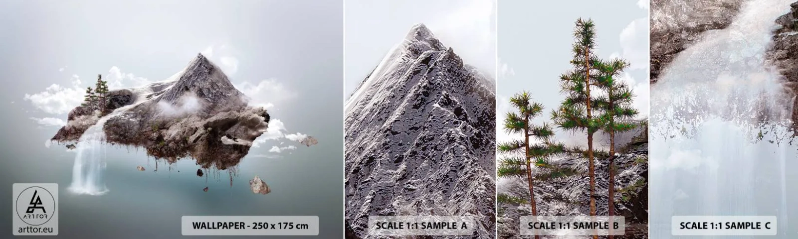 Fototapeten Muster Selbstklebend Deluxe Sticker - Mit dem Auge eines Surrealisten - Abstraktion, Fantasie, Insel - 100x30 cm