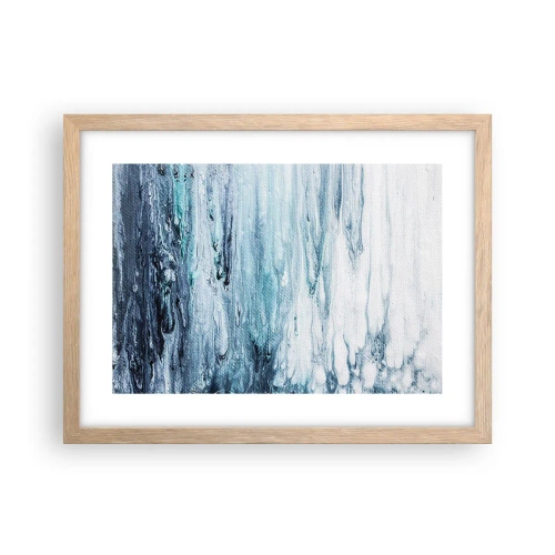 Poster in einem Rahmen aus heller Eiche - Blaue Eiszapfen - 40x30 cm