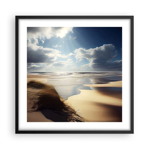 Poster in einem schwarzem Rahmen - Strand, wilder Strand - 50x50 cm