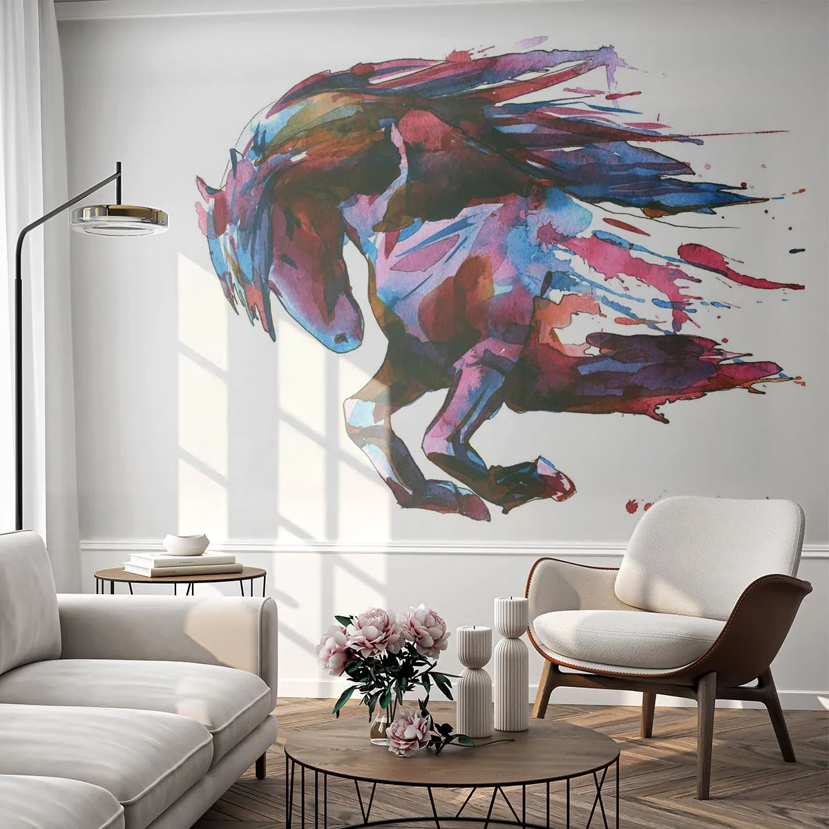 Selbstklebende Fototapete Deluxe Sticker - In Verzückung - Tiere, Abstraktion, Pferd - 250x175 cm