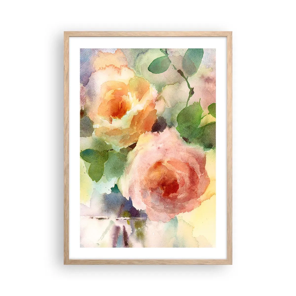 Poster in einem Rahmen aus heller Eiche - Zart wie Aquarell - 50x70 cm