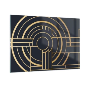 Glasbild - Bild auf glas - Gold und Schwarz geometrische Abstraktion im Art-Deco-Stil - 100x70cm - Wendungen der Dinge - Moderne Wanddekoration für Wohnzimmer und Schlafzimmer ARTTOR