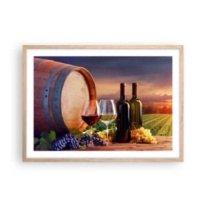 Poster in einem Rahmen aus heller Eiche - Hier schmeckt das Leben - 70x50 cm