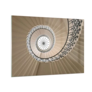 Glasbild - Bild auf glas - Ein Blick auf eine Wendeltreppe, die einer Muschel ähnelt - 70x50cm - Im Inneren der Muschel - Moderne Wanddekoration für Wohnzimmer und Schlafzimmer ARTTOR