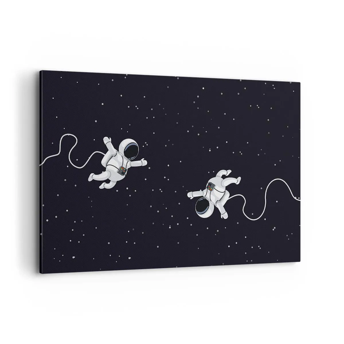 Bild auf Leinwand - Leinwandbild - Astronauten schweben im Weltraum vor dem Hintergrund der Sterne - 120x80cm - Kosmischer Tanz - Moderne Wanddekoration für Wohnzimmer und Schlafzimmer ARTTOR