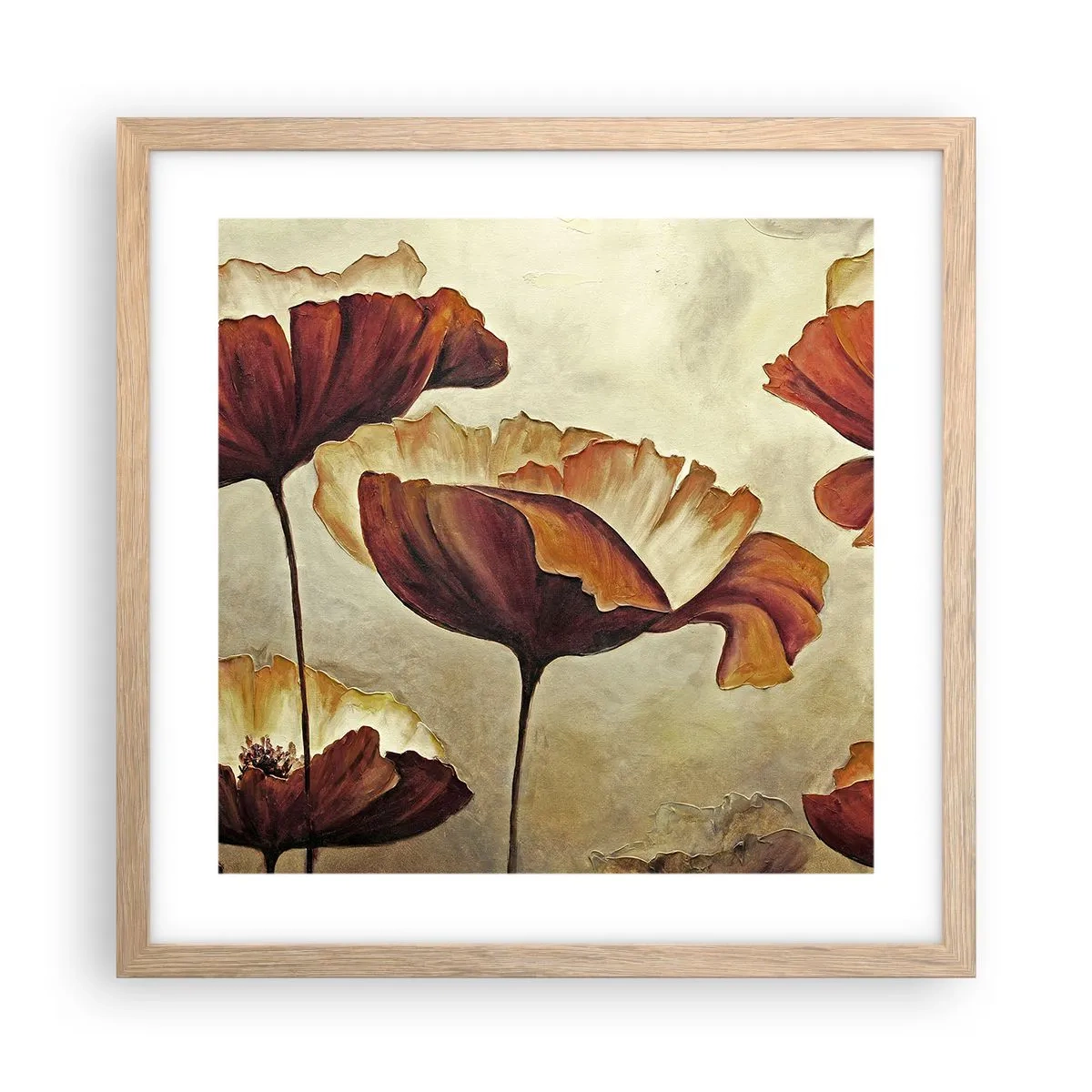 Poster in einem Rahmen aus heller Eiche - Weideland - 40x40 cm