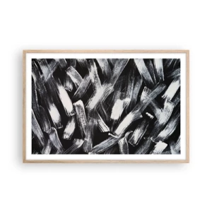 Poster in einem Rahmen aus heller Eiche - Abstraktion im industriellen Geist - 91x61 cm