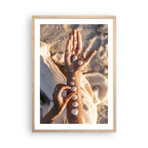 Poster in einem Rahmen aus heller Eiche - Schönheit an Ihren Fingerspitzen - 50x70 cm