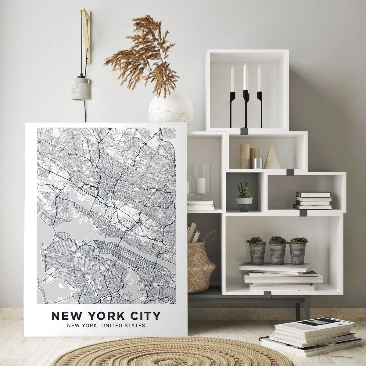 Glasbild - Bild auf glas - Eine Karte der Straßen und Bezirke einer Großstadt in monochromer Form - 50x70cm - Die Anatomie einer Metropole - Moderne Wanddekoration für Wohnzimmer und Schlafzimmer ARTTOR