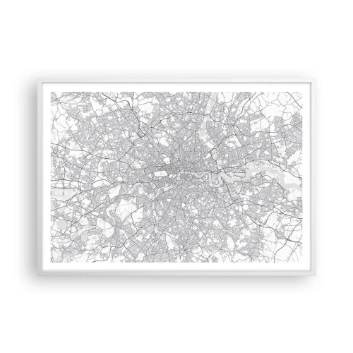 Poster in einem weißen Rahmen - Karte des Labyrinths von London - 100x70 cm