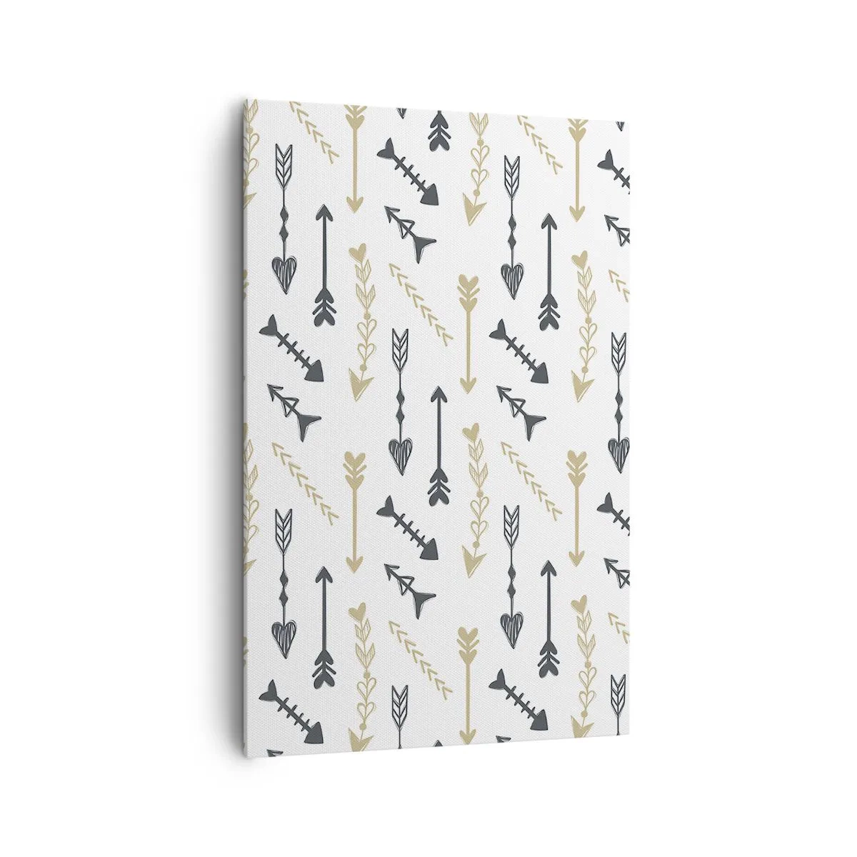 Bild auf Leinwand - Leinwandbild - Ein minimalistisches Muster mit Pfeilen in Beige- und Grautönen. - 80x120cm - Der Traum des Bogenschützen - Moderne Wanddekoration für Wohnzimmer und Schlafzimmer ARTTOR