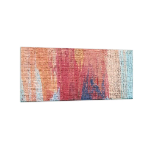 Glasbild - Bild auf glas - Bunte abstrakte Pinselstriche - 120x50cm - Renne den Regenbogen hinunter - Moderne Wanddekoration für Wohnzimmer und Schlafzimmer ARTTOR