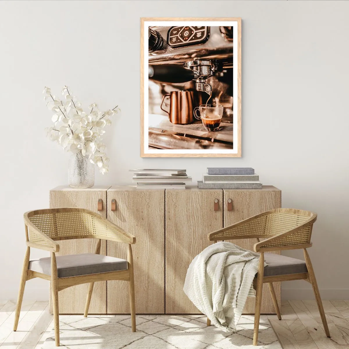 Poster in einem Rahmen aus heller Eiche - Kaffeeglanz - 40x50 cm