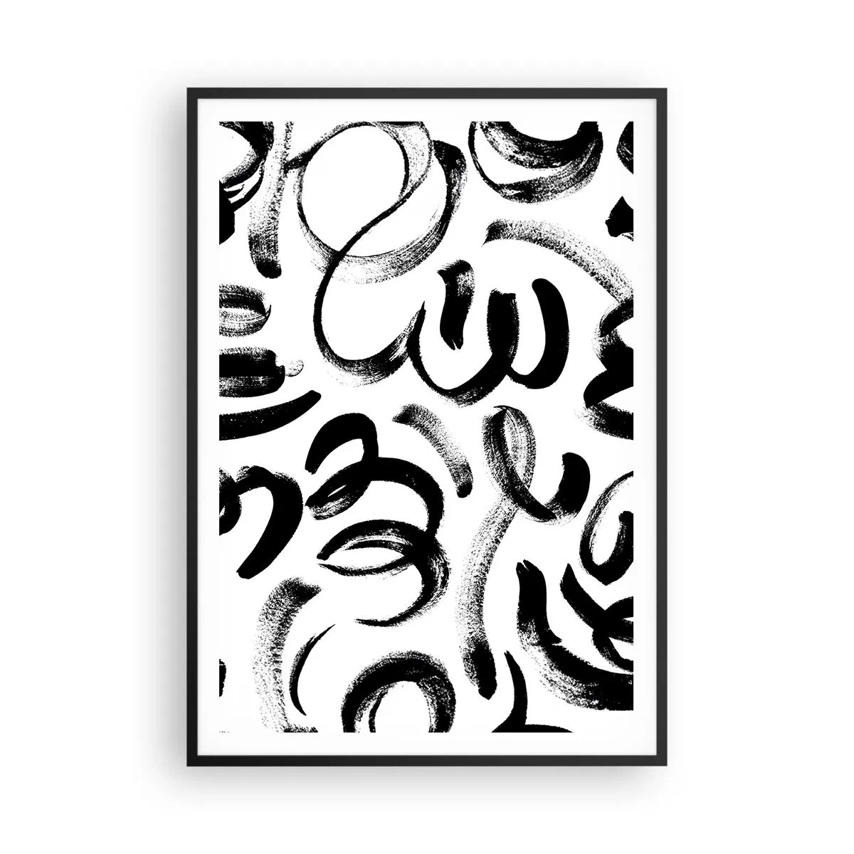 Poster in einem schwarzem Rahmen - Schwarz auf Weiß - 70x100 cm