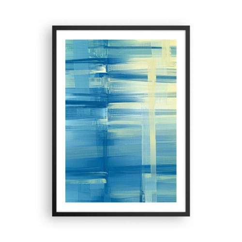Poster in einem schwarzem Rahmen - Abstrakte Komposition in Blau- und Gelbtönen - 50x70cm - Komposition in Türkis - Moderne Wanddekoration für Wohnzimmer und Schlafzimmer ARTTOR