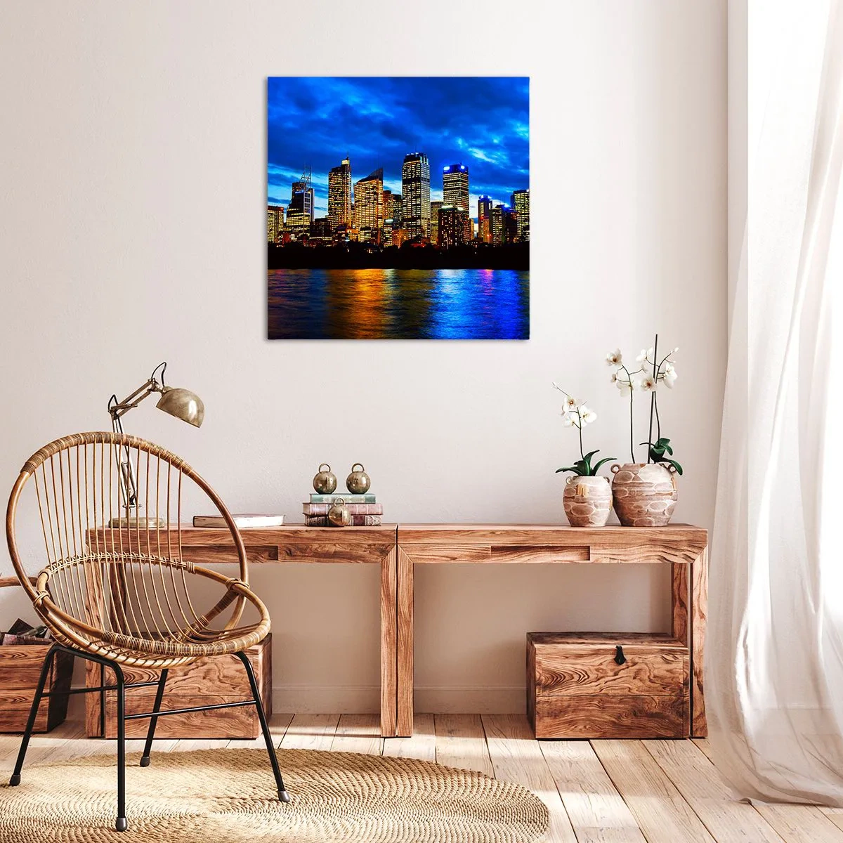 Bild auf Leinwand - Leinwandbild - Eine Nacht der Lichter und Farben - 70x70 cm