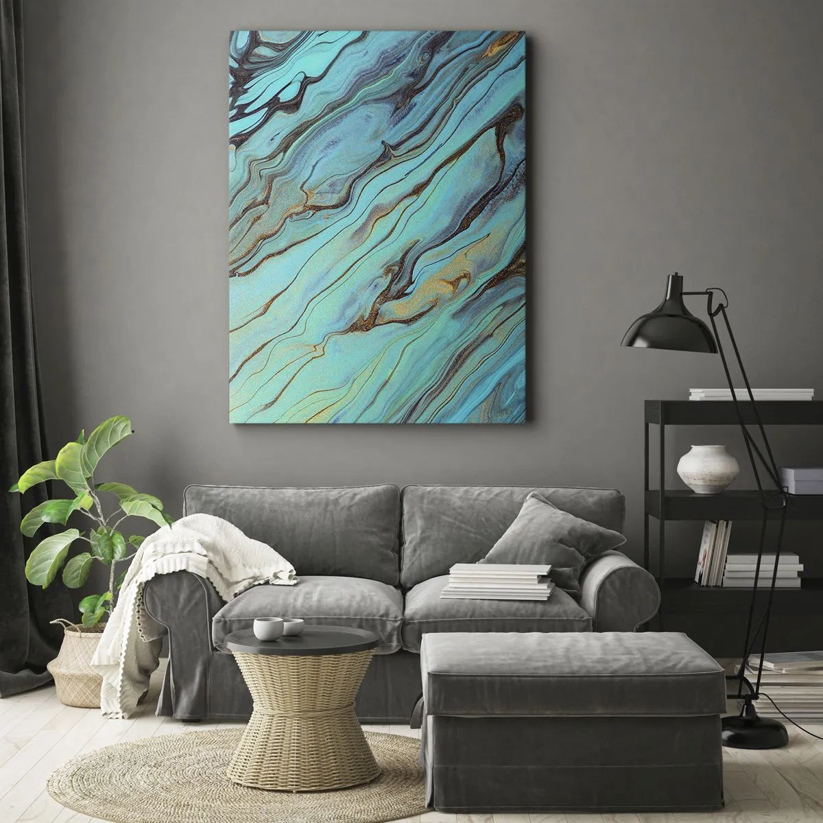 Bild auf Leinwand - Leinwandbild - Türkisfarbene Flut - 45x80 cm
