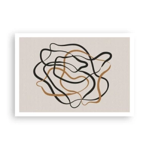 Poster - Verworrene Linien in Schwarz und Gold auf hellem Hintergrund - 100x70cm - Alles ging schief - Moderne Wanddekoration für Wohnzimmer und Schlafzimmer ARTTOR