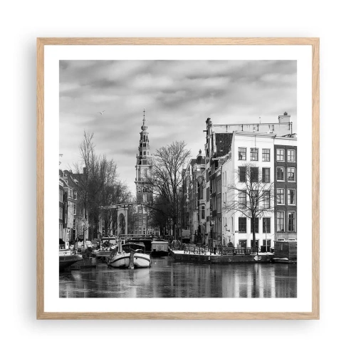 Poster in einem Rahmen aus heller Eiche - Amsterdamer Atmosphäre - 60x60 cm